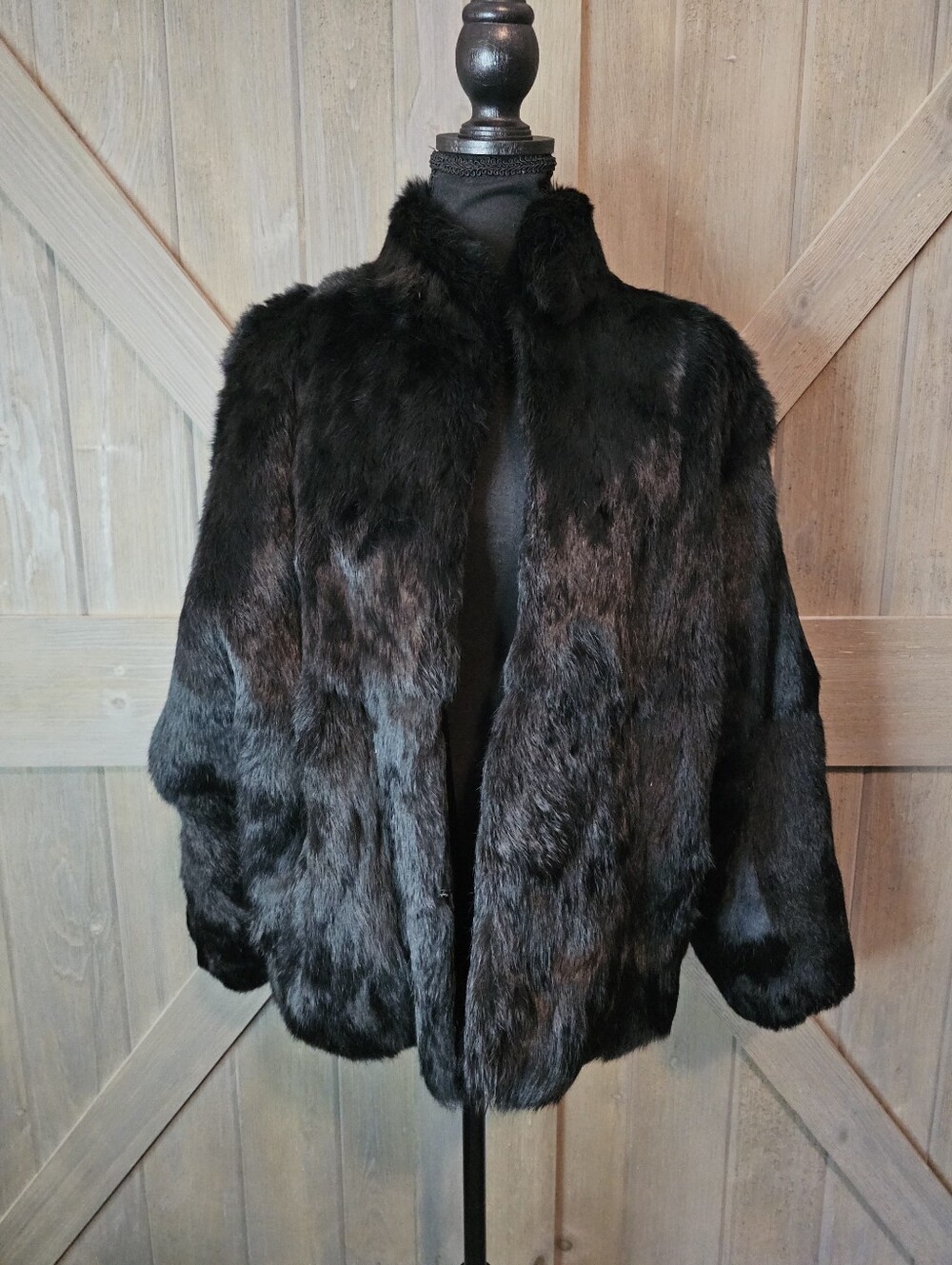 Vintage Black Fur Jacket Women's Medium